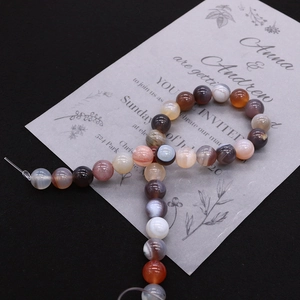 Detailed macro of multi-colored Persian Agate round beads with natural polished textures