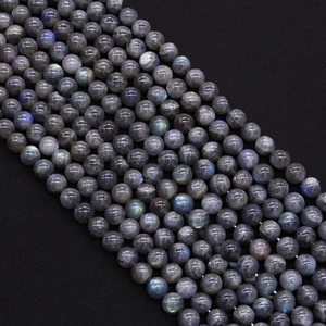 Natural Labradorite Round Stone Beads Polished Dark Gray Flash Loose Beads For DIY Necklace Bracelet Jewelry Making Accessories