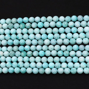 Polished light blue Amazonite round natural stone beads for DIY jewelry making