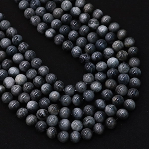 Perline tonde in labradorite naturale lucidata con riflessi grigio-blu per gioielli fai-da-te