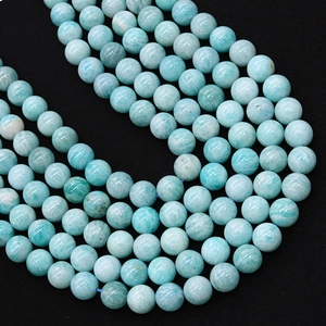 Natural light blue amazonite round beads for DIY jewelry making with smooth finish