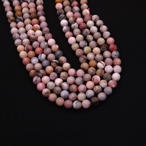 Polished natural stone pink opal beads in 6mm to 10mm sizes for DIY jewelry making