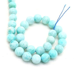 Polished natural light blue Amazonite round beads strand for DIY jewelry making