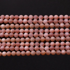 Polished natural pink sunstone beads on string, high-quality gemstone round beads for DIY