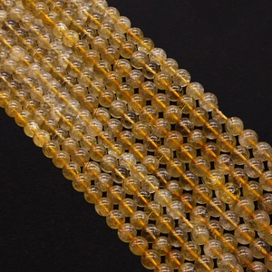 Natural Stone Citrine Round Beads For DIY Jewelry Making Polished Yellow Crystal Loose Beads For Necklaces Accessories
