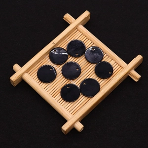 Pendentif rond naturel en nacre 15mm plaqué noir pour la création de bijoux DIY