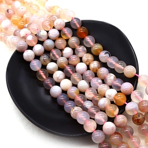 Mixed color natural cherry blossom agate round beads for DIY jewelry making