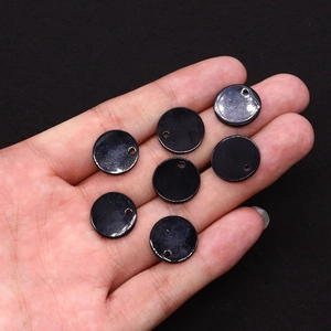 Pendentif disque rond en nacre noire 15mm pour la fabrication de bijoux DIY et accessoires