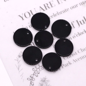 Pendentifs ronds en nacre noire de 15 mm avec trou unique pour la création de bijoux DIY
