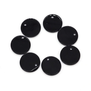 Lot de 7 pendentifs ronds en nacre noire polie avec trou pour création de bijoux DIY