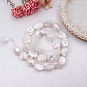 Filo di perle d'acqua dolce barocche bianche 12-18mm per gioielli fai da te con lustro