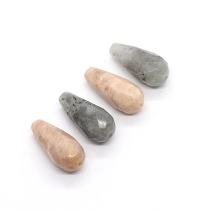 Faceted teardrop natural stone pendants in moonstone and labradorite for DIY jewelry