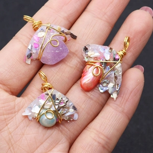 Handcrafted gold wire wrapped natural freshwater pearl and resin irregular pendant charms