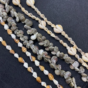 Natural white and brown mixed sea shell beads for DIY jewelry making and necklace crafts