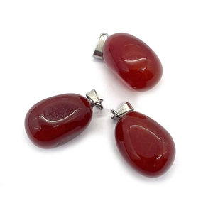 Natural red agate stone pendants with silver clasps for DIY necklace jewelry making