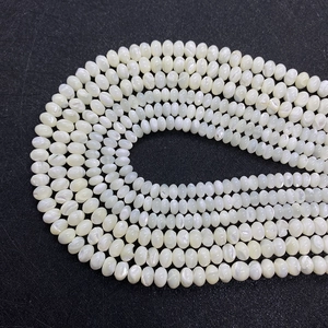 Perles d'abaque en nacre blanche naturelle avec un éclat irisé pour bijoux DIY