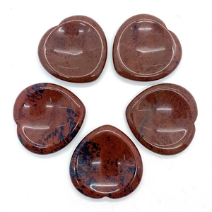 Natural Mahogany Obsidian Heart Shaped Worry Stone Polished Thumb Massage Stone For Stress Relief DIY Jewelry Making Ornament
