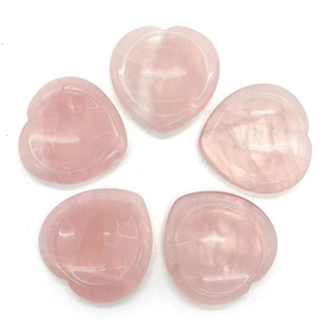 Natural Rose Quartz Heart Shaped Worry Stone Healing Crystal Polished Thumb Massage Stone For Anxiety Relief Meditation Home Decor