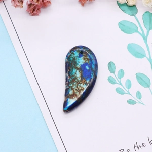 Pendentif en pierre impériale en forme de goutte avec texture veinée pour bijoux DIY