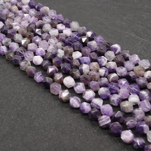 Faceted natural amethyst beads in various purple shades for DIY jewelry making