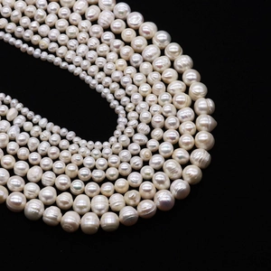 Natural white freshwater pearl strands in various sizes from 2mm to 13mm for jewelry making