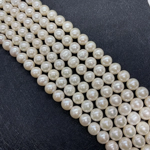 Natural white freshwater pearl strands for DIY jewelry making, near-round 8-12mm beads