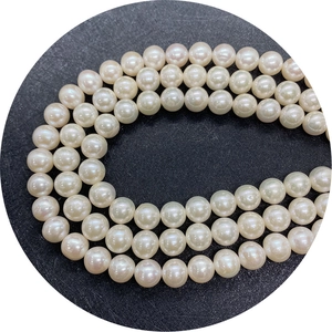Three rows of natural freshwater white pearls near-round shape for DIY jewelry necklace