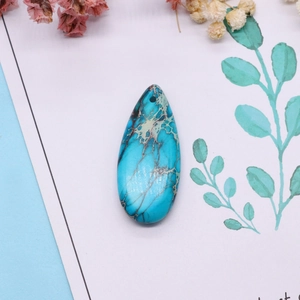 Pendentif goutte d'eau en pierre naturelle bleue avec texture marron pour bijoux DIY