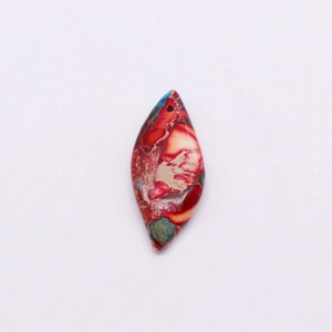 Natural emperor stone leaf pendant with colorful marble texture and pre-drilled hole