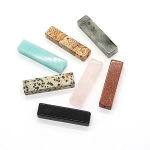 Assorted natural stone rectangular pillar beads including rose quartz and obsidian for DIY