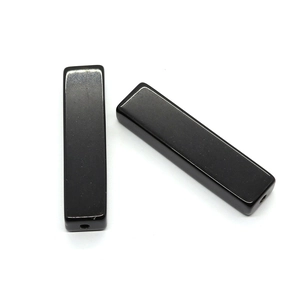 Polished black rectangular stone beads with holes for DIY jewelry accessories making