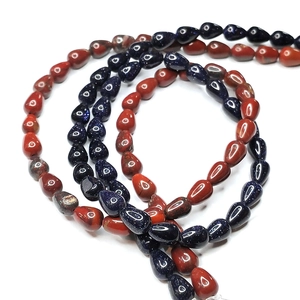 Strand of teardrop blue sandstone and red jasper beads for DIY jewelry making