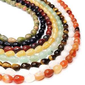 Teardrop gemstone beads in various natural stones for DIY jewelry making crafts