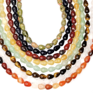 Polished natural teardrop gemstone beads in various colors for DIY jewelry making