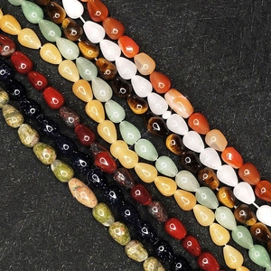 Natural Stone Teardrop Beads Polished Vertical Hole Strand For DIY Jewelry Making Necklace Bracelet Accessories
