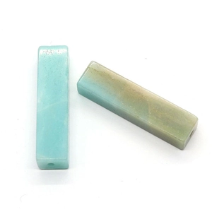 Perles rectangulaires en amazonite 7x10x40mm avec trou central pour bijoux DIY