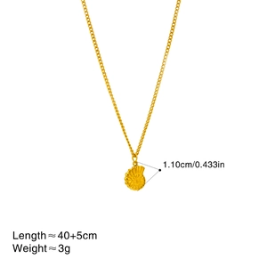 18K gold plated stainless steel conch shell pendant necklace with 40+5cm chain for women