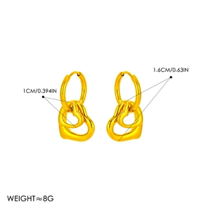 Goldenes Edelstahl-Herzohrring-Set mit poliertem, ineinandergreifendem, hohlem Design