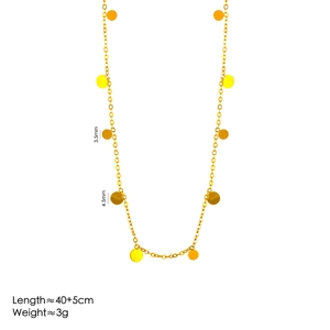 Minimalist gold titanium necklace with circular fringe pendants and 18K plating finish