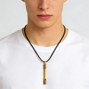 Chinese Style Mythical Golden Cudgel Pendant Necklace Stainless Steel Punk Hip Hop Jewelry Gift For Men Women