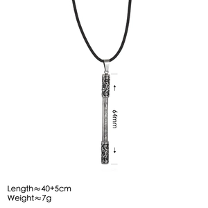 Mythical Monkey King gold cudgel pendant necklace with black cord and 64mm length