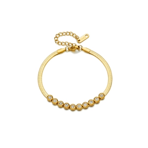 Pulsera de serpiente de acero inoxidable dorado con incrustaciones de circón claro