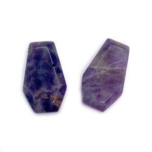 Natural purple amethyst coffin-shaped polished stones for DIY jewelry making accessories