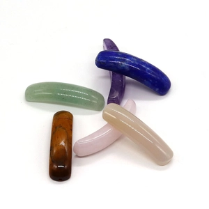 Polished natural gemstone tube beads in lapis lazuli amethyst and quartz for DIY jewelry
