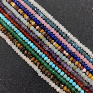 Perle in Pietra Naturale Sfaccettate Rondelle Perline Distanziatrici Sciolte Per Creazione Gioielli Fai-da-te Bracciale Collana Accessori
