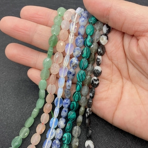 Cuentas ovaladas facetadas de piedras naturales variadas para joyería DIY y artesanía