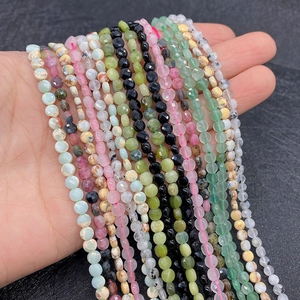 Facettierte natürliche Edelsteinperlen für DIY-Schmuck 4mm bunte flache Rundperlen
