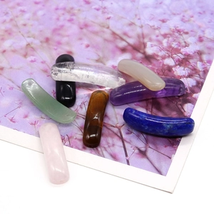 Natural Stone Curved Tube Beads Bridge Pendant Lapis Rose Quartz Amethyst For DIY Jewelry Making Necklaces Bracelets Accessory