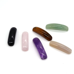 Set of 6 curved natural stone beads including tiger eye and amethyst for DIY jewelry