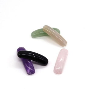 Polished natural stone arc pendants in quartz and lapis for DIY jewelry making